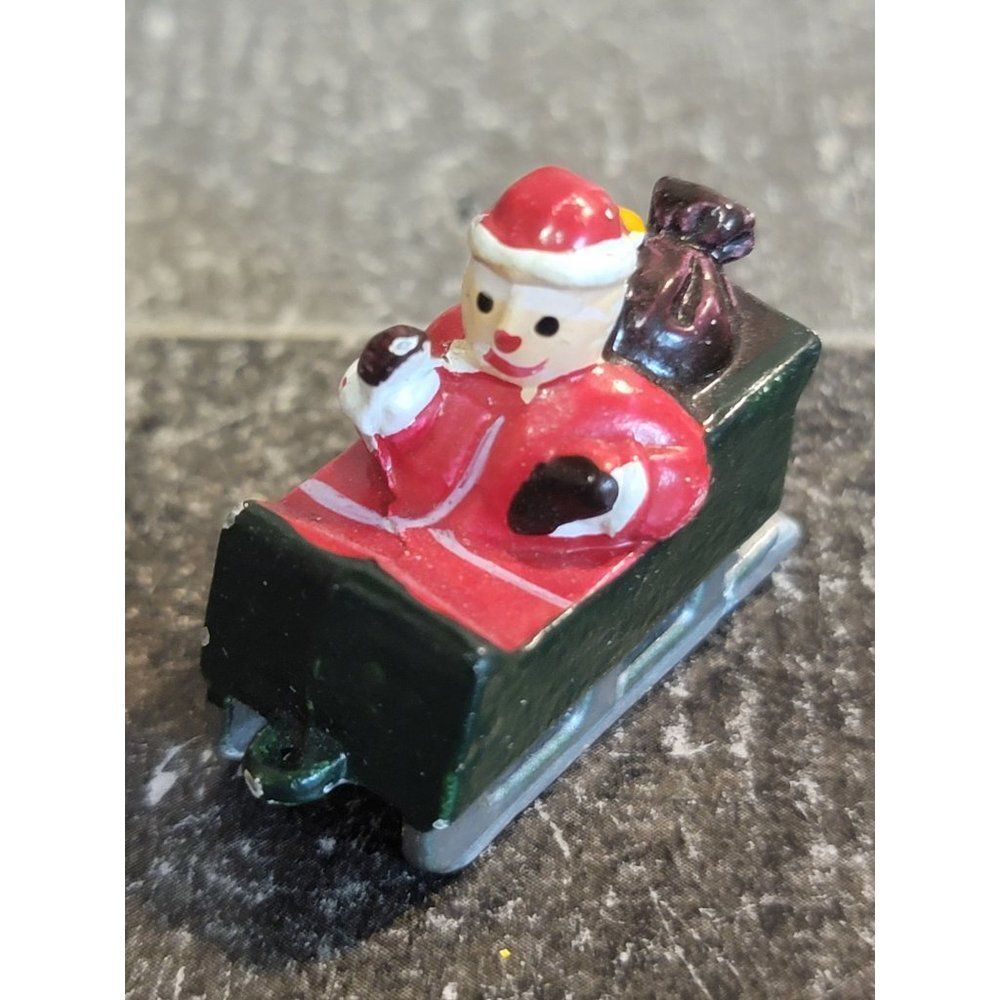 Mini Santa Claus sled toy sack Village accessory Xmas decor